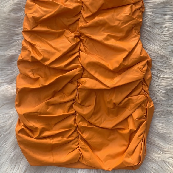 NWT Pleather Leather Vinyl Look One Shoulder Strapless Ruched Mini Dress - Picture 12 of 13